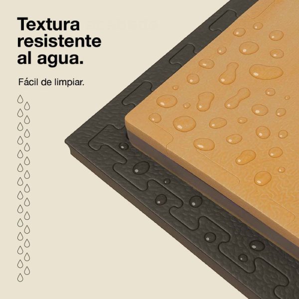 Tatami Puzzle 2,5cm 100x100cm Densidad Superior - Superficie Antideslizante Texturizada, reversible Madera/Negro | Resistencia al Agua