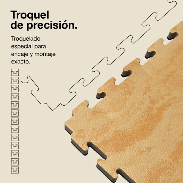 Tatami Puzzle 2,5cm 100x100cm Densidad Superior - Superficie Antideslizante Texturizada, reversible Madera/Negro | Troquel de Precisión