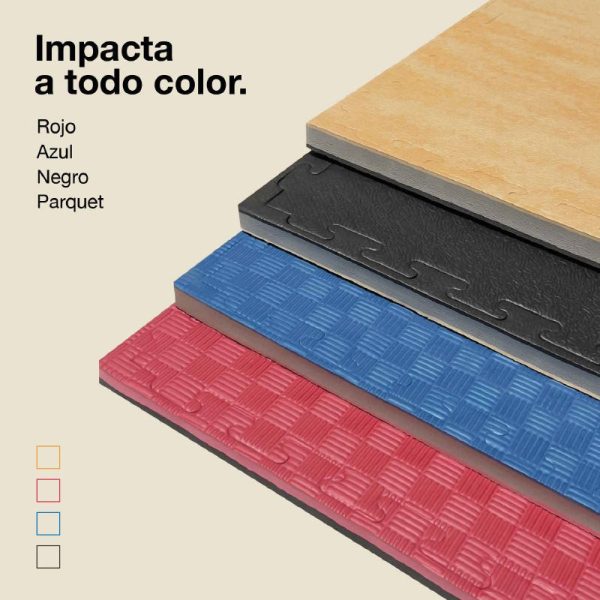 Tatami Puzzle 2,5cm 100x100cm Densidad Superior - Superficie Antideslizante Texturizada, reversible Madera/Negro | Variantes de Color