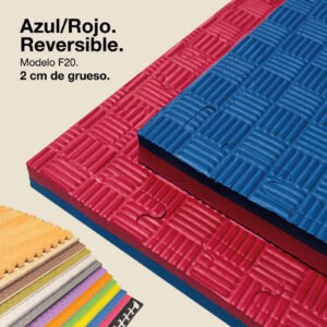 Tatami Puzzle 2cm 100x100cm - Superficie Antideslizante F, reversible Azul/Rojo | Color Reversible