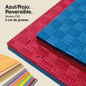 Tatami Puzzle 2cm 100x100cm - Superficie Antideslizante F, reversible Azul/Rojo | Color Reversible