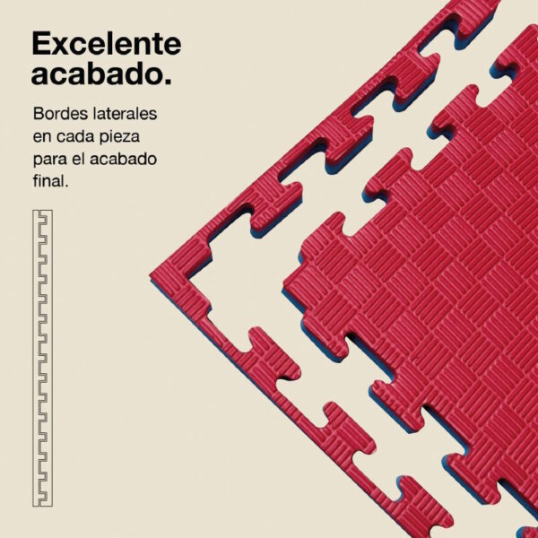 Tatami Puzzle 2cm 100x100cm - Superficie Antideslizante F, reversible Azul/Rojo | Laterales Rectos