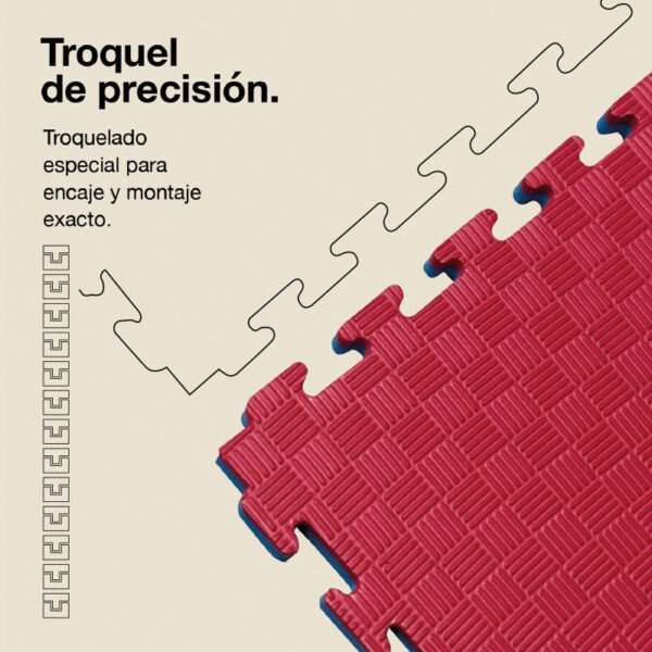 Tatami Puzzle 2cm 100x100cm - Superficie Antideslizante F, reversible Azul/Rojo | Troquel de Precisión