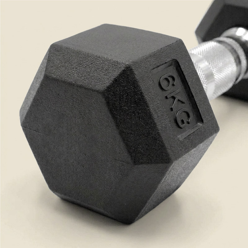 Mancuerna Hexagonal 6kgs - Pack 2uds | Detalle Forma Hexagonal
