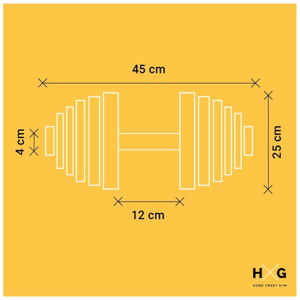 Mancuerna Ajustable de 5kgs a 40kgs - 1ud - Medidas