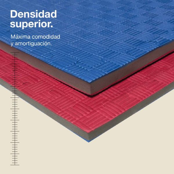 Tatami Puzzle 2,5cm 100x100cm Densidad Superior - Superficie Antideslizante F, reversible Azul/Rojo | Densidad Superior