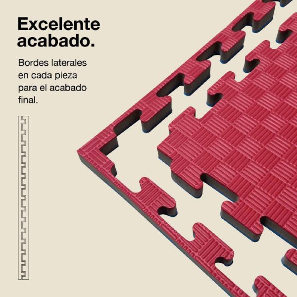 Tatami Puzzle 2,5cm 100x100cm Densidad Superior - Superficie Antideslizante F, reversible Azul/Rojo | Laterales Rectos