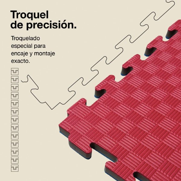 Tatami Puzzle 2,5cm 100x100cm Densidad Superior - Superficie Antideslizante F, reversible Azul/Rojo | Troquel de Precisión