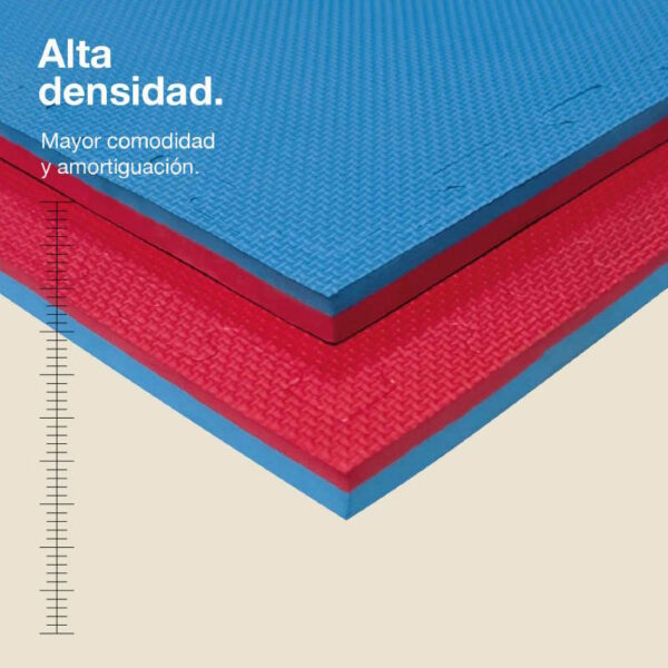 Tatami Puzzle 2cm 100x100cm – Superficie T, reversible Azul/Rojo - Imagen 2