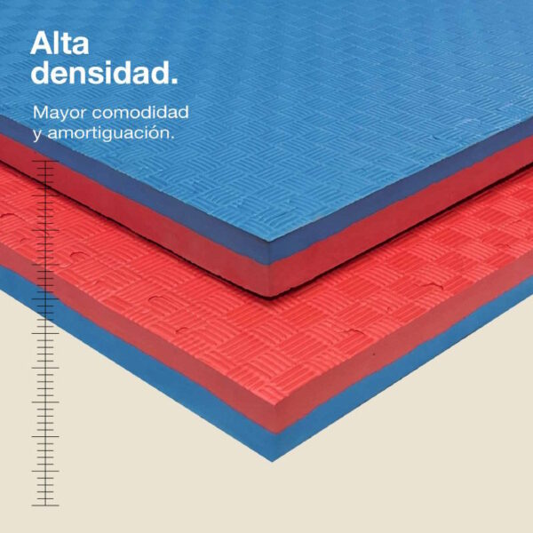 Tatami Puzzle 4cm 100x100cm - Superficie 5 líneas, reversible Azul/Rojo - Imagen 2