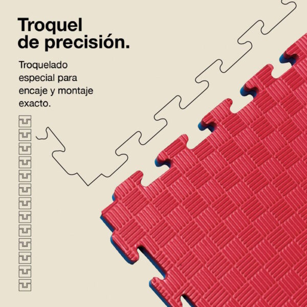 Tatami Puzzle 4cm 100x100cm - Superficie Antideslizante F, reversible Azul/Rojo | Troquel de Precisión