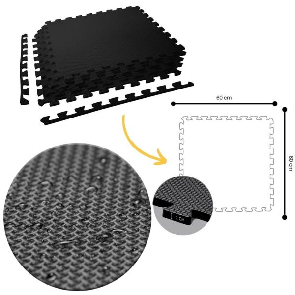 Tatami Puzzle 1cm 60x60cm - Pack 4 uds - Negro