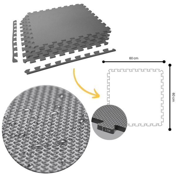 Tatami Puzzle 1cm 60x60cm - Pack 48 uds - Gris