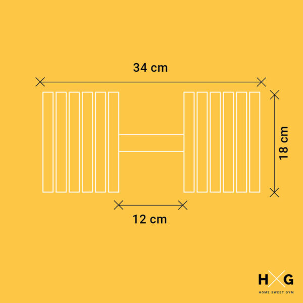 Mancuerna Ajustable de 2kgs a 12kgs - 1ud | Medidas