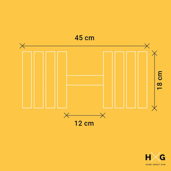 Mancuerna Ajustable de 3kgs a 20kgs - 1ud | Detalle Medidas