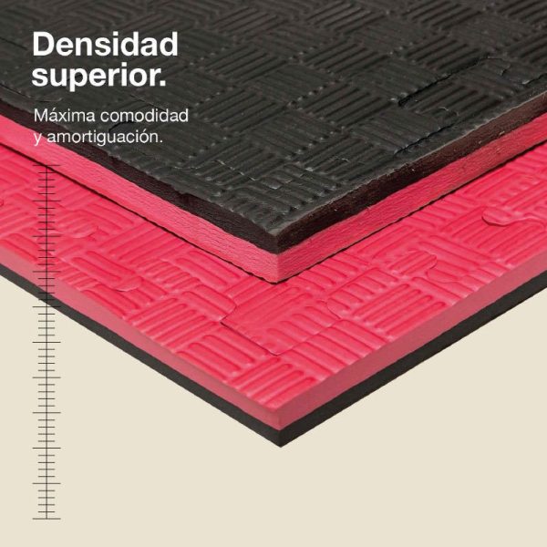 Tatami Puzzle 2,5cm 100x100cm Densidad Superior - Superficie Antideslizante F, reversible Negro/Rojo | Densidad Superior
