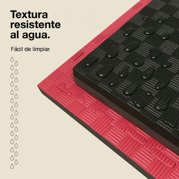 Tatami Puzzle 2,5cm 100x100cm Densidad Superior - Superficie Antideslizante F, reversible Negro/Rojo | Resistencia al Agua