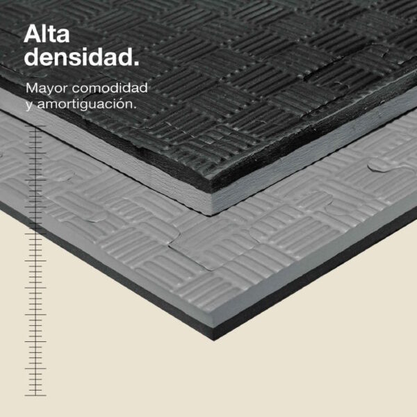 Tatami Puzzle 2cm 100x100cm - Superficie Antideslizante F, reversible Gris/Negro | Alta Densidad