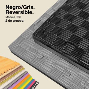 Tatami Puzzle 2cm 100x100cm - Superficie Antideslizante F, reversible Gris/Negro | Color Reversible