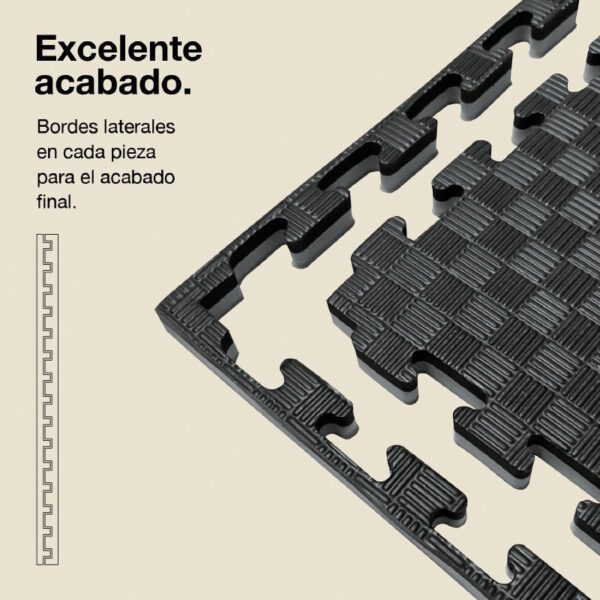 Tatami Puzzle 2cm 100x100cm - Superficie Antideslizante F, reversible Gris/Negro | Laterales Rectos