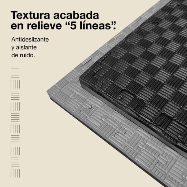 Tatami Puzzle 2cm 100x100cm - Superficie Antideslizante F, reversible Gris/Negro | Textura Antideslizante