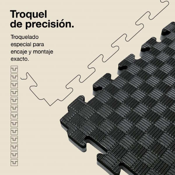 Tatami Puzzle 2cm 100x100cm - Superficie Antideslizante F, reversible Gris/Negro | Troquel de Precisión