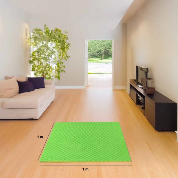 Tatami Puzzle 2,5cm 100x100cm - Superficie Antideslizante F, reversible Amarillo/Verde | Medidas
