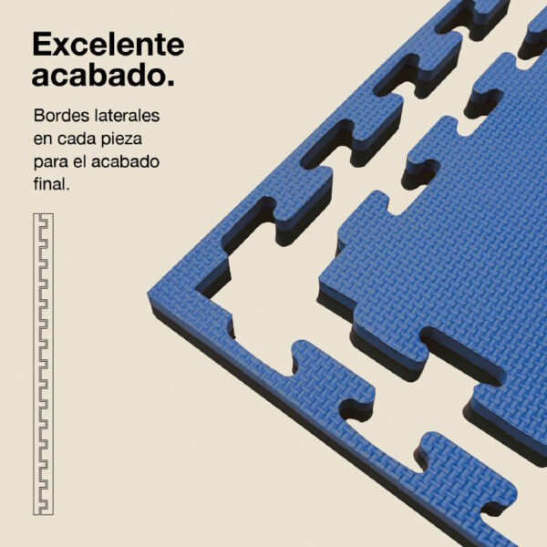 Tatami Puzzle 2,5cm 100x100cm - Superficie Antideslizante T, reversible Azul/Negro | Laterales Rectos