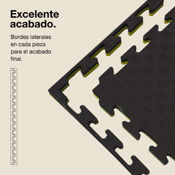 Tatami Puzzle 2cm 100x100cm - Superficie Antideslizante F, reversible Amarillo/Negro | Laterales Rectos