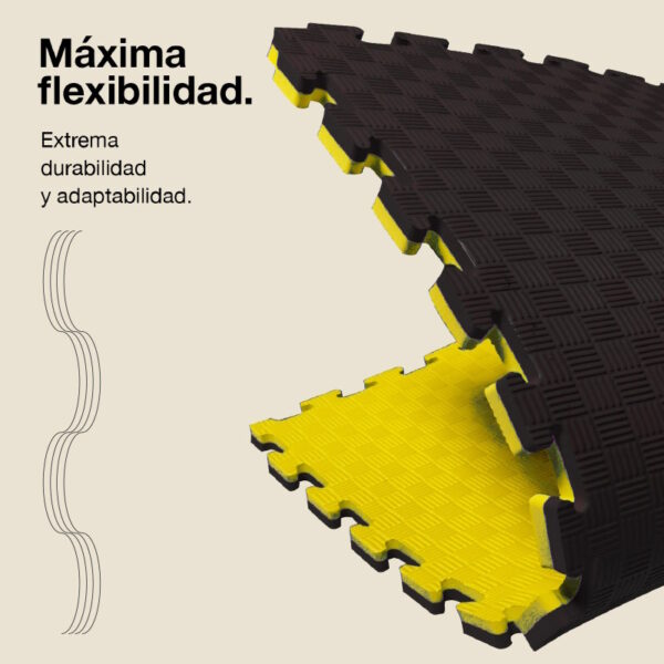 Tatami Puzzle 2cm 100x100cm - Superficie Antideslizante F, reversible Amarillo/Negro | Máxima Flexibilidad