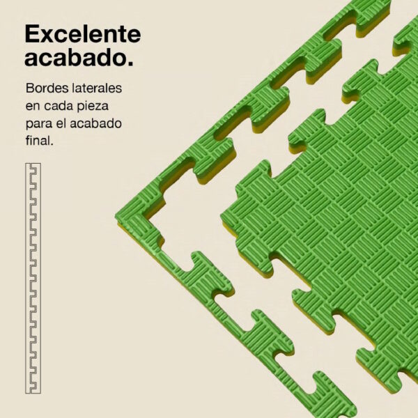 Tatami Puzzle 2cm 100x100cm - Superficie Antideslizante F, reversible Amarillo/Verde | Laterales Rectos