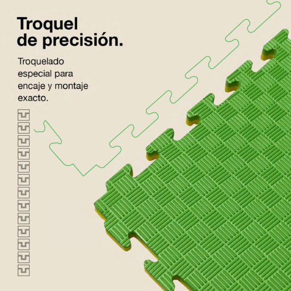 Tatami Puzzle 2cm 100x100cm - Superficie Antideslizante F, reversible Amarillo/Verde | Troquel de Precisión