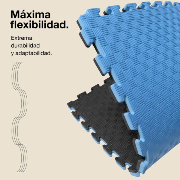Tatami Puzzle 2cm 100x100cm - Superficie Antideslizante F, reversible Azul/Negro | Máxima Flexibilidad