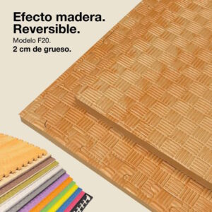 Tatami Puzzle 2cm 100x100cm - Superficie Antideslizante F, reversible Efecto Madera | Color Reversible