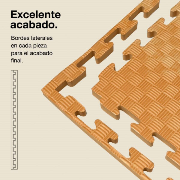 Tatami Puzzle 2cm 100x100cm - Superficie Antideslizante F, reversible Efecto Madera | Laterales Rectos