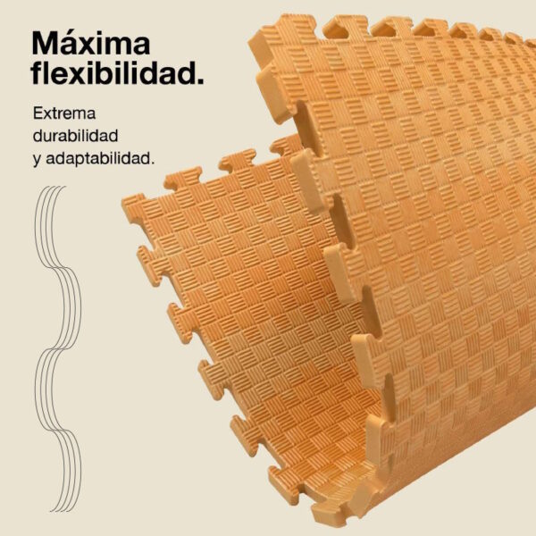 Tatami Puzzle 2cm 100x100cm - Superficie Antideslizante F, reversible Efecto Madera | Máxima Flexibilidad