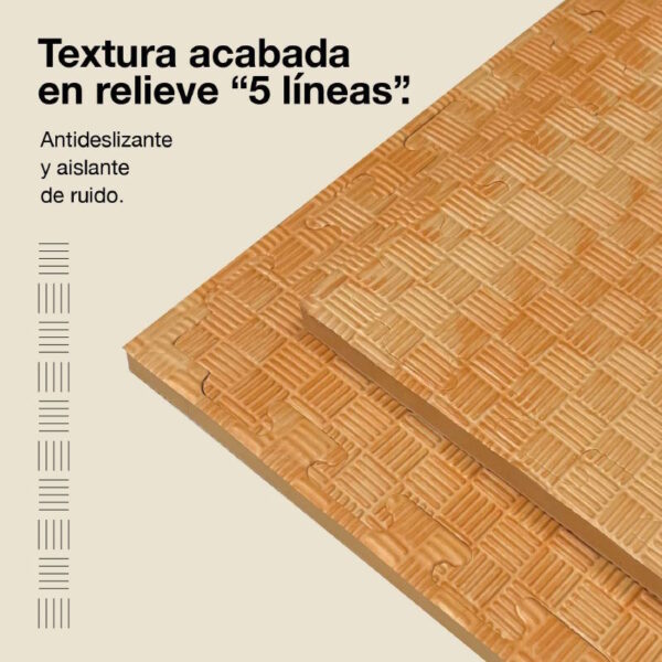 Tatami Puzzle 2cm 100x100cm - Superficie Antideslizante F, reversible Efecto Madera | Textura Antideslizante