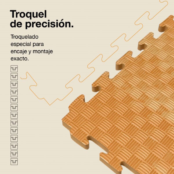 Tatami Puzzle 2cm 100x100cm - Superficie Antideslizante F, reversible Efecto Madera | Troquel de Precisión