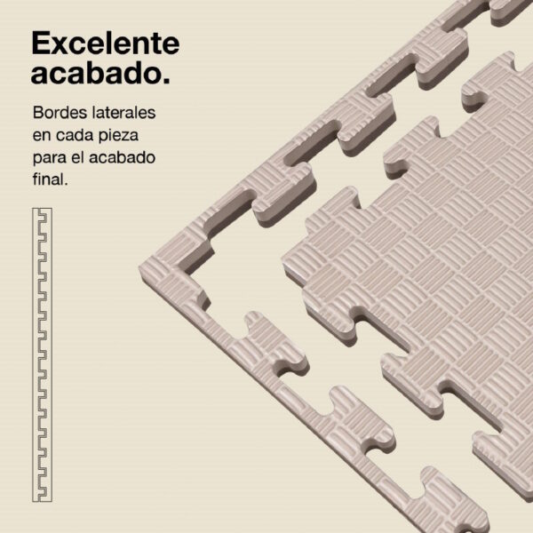 Tatami Puzzle 2cm 100x100cm - Superficie Antideslizante F, reversible Gris/Blanco | Laterales Rectos