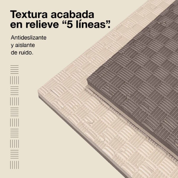 Tatami Puzzle 2cm 100x100cm - Superficie Antideslizante F, reversible Gris/Blanco | Textura Antideslizante