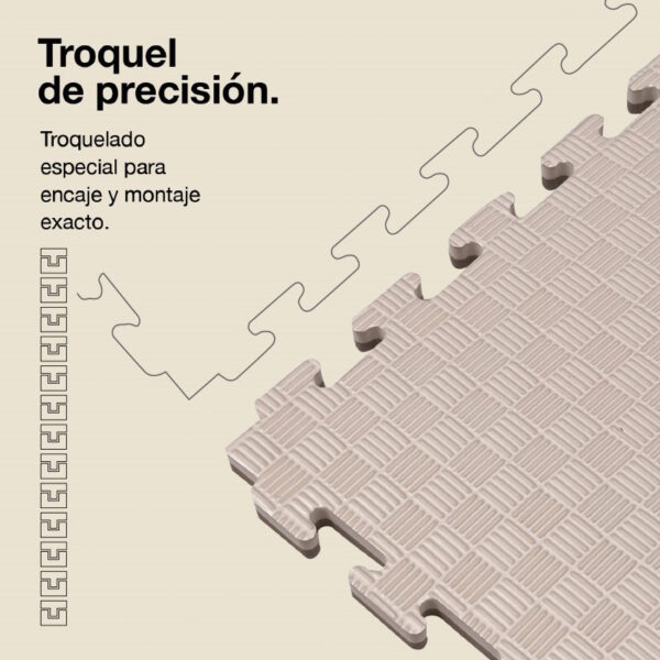 Tatami Puzzle 2cm 100x100cm - Superficie Antideslizante F, reversible Gris/Blanco | Troquel de Precisión