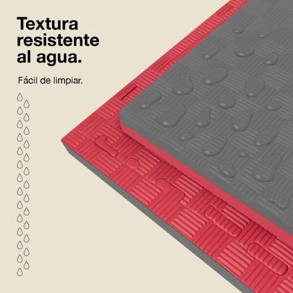 Tatami Puzzle 2cm 100x100cm - Superficie Antideslizante F, reversible Gris/Rojo | Resistencia al Agua