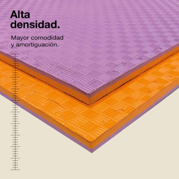 Tatami Puzzle 2cm 100x100cm - Superficie Antideslizante F, reversible Lila/Naranja | Alta Densidad
