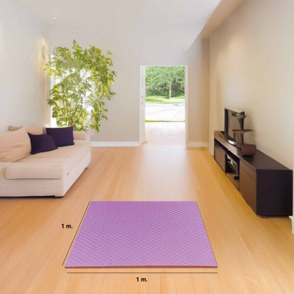 Tatami Puzzle 2cm 100x100cm - Superficie Antideslizante F, reversible Lila/Naranja | Medidas