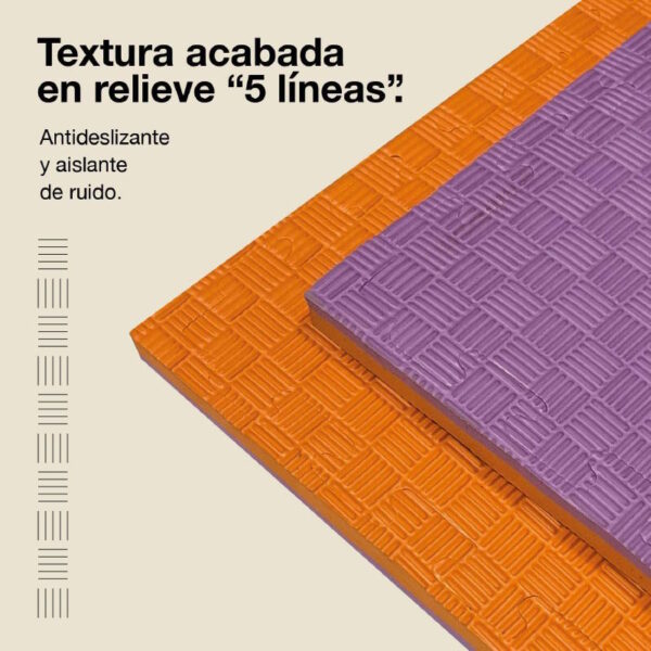 Tatami Puzzle 2cm 100x100cm - Superficie Antideslizante F, reversible Lila/Naranja | Textura Antideslizante