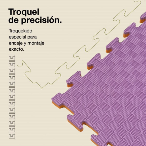 Tatami Puzzle 2cm 100x100cm - Superficie Antideslizante F, reversible Lila/Naranja | Troquel de Precisión
