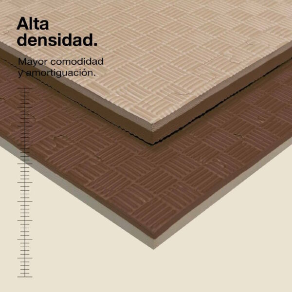 Tatami Puzzle 2cm 100x100cm - Superficie Antideslizante F, reversible Marrón/Beige | Alta Densidad