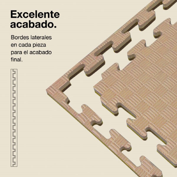 Tatami Puzzle 2cm 100x100cm - Superficie Antideslizante F, reversible Marrón/Beige | Laterales Rectos