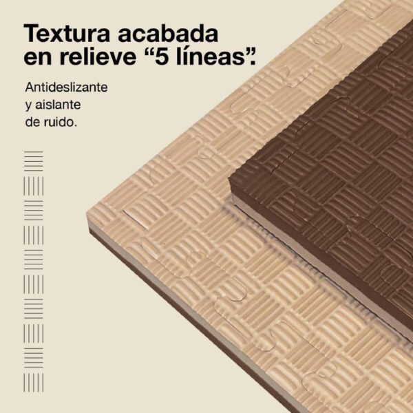 Tatami Puzzle 2cm 100x100cm - Superficie Antideslizante F, reversible Marrón/Beige | Textura Antideslizante