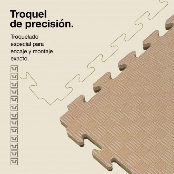 Tatami Puzzle 2cm 100x100cm - Superficie Antideslizante F, reversible Marrón/Beige | Troquel de Precisión